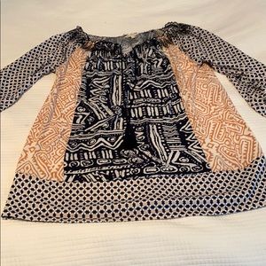 A coral and navy dress